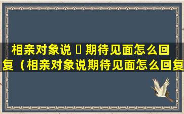 相亲对象说 ☘ 期待见面怎么回复（相亲对象说期待见面怎么回复幽默）